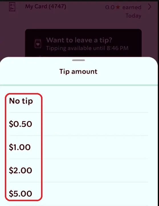 Under Tip, select the amount that you want to tip.