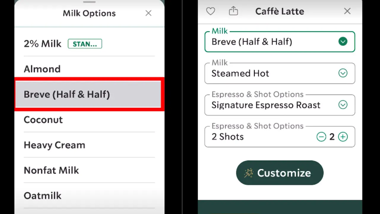 What is a breve at Starbucks, and how do I order it
